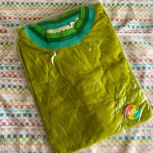 Big Bud Press Green Striped Mock Neck Tee